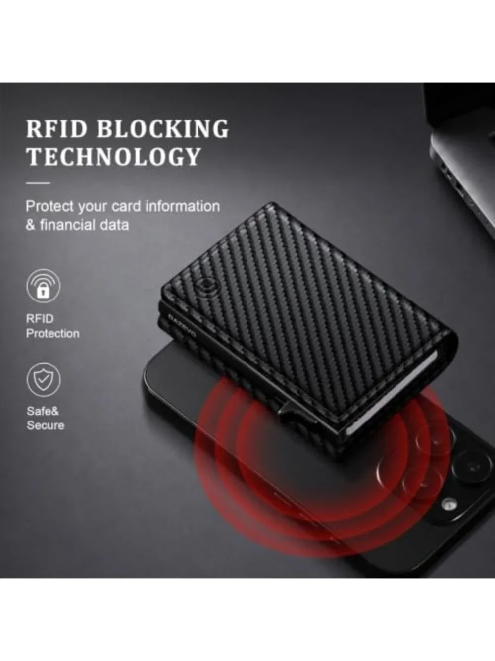 Sleek RFID Blocking Minimalist Wallet for Men, Pop Up Design with 2 ID Windows
